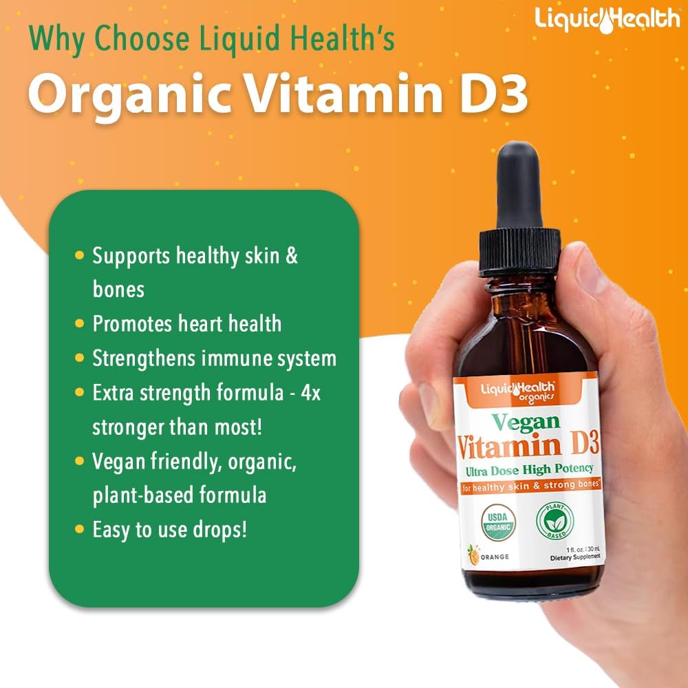 LIQUIDHEALTH Vitamina D3 4000 UI Gotas Líquidas Orgánicas Veganas