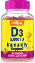 WellYeah Vitamina D3 5000 UI (125 mcg) Gominolas Extra Strength – Sabor Fresa – 60 Gominolas