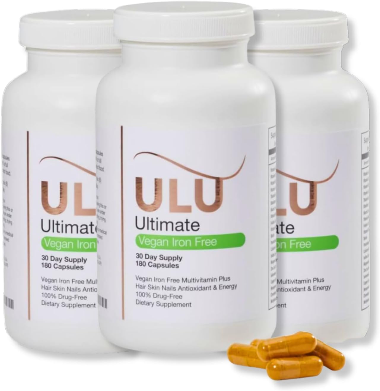 ULULIFE Ultimate Multivitamin: Vegano, Sin Hierro, 540 Cápsulas (Pack de 3)