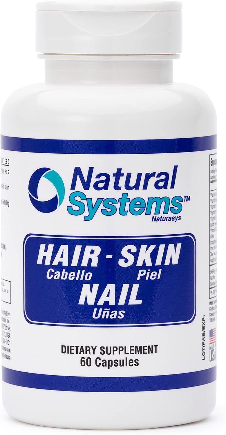 Hair Skin and Nails - Suplemento de Biotina y Vitaminas para Piel, Cabello y Uñas, 60 Cápsulas