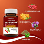 Lean Balance Berberine Plus - Fórmula 4 en 1 con Berberina, Inositol, Cardo Mariano y Gymnema (1 Pack)