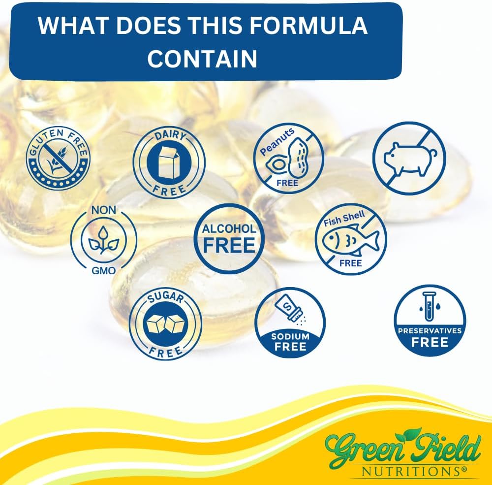 Greenfield Nutritions Vitamina D3 Halal 5000 IU - 120 Softgels de Gelatina de Res
