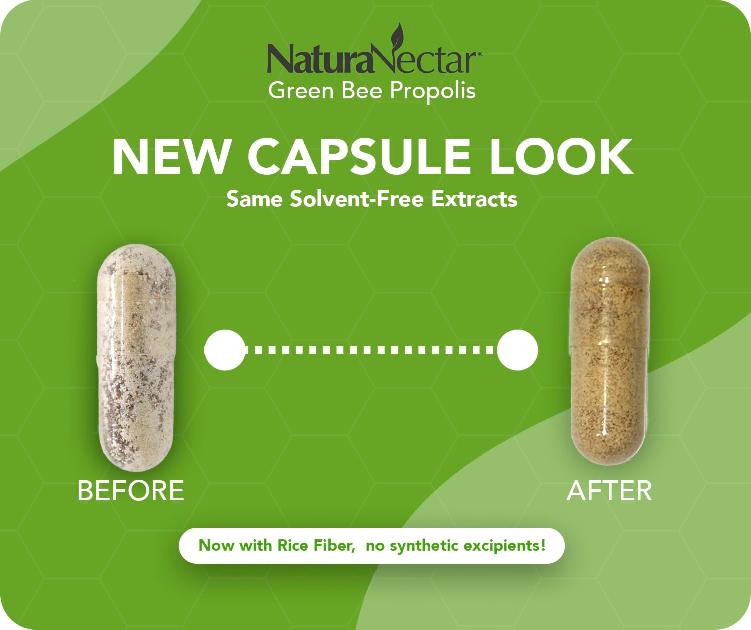 NaturaNectar - Green Bee Propolis Capsules - NSF Certified Brazilian Green Propolis - Gluten Free - 60 Capsules