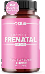 Kilab Vitaminas Prenatales Completas para Perros – 150 Comprimidos con Hierro, Colina, Zinc, DHA y Probióticos