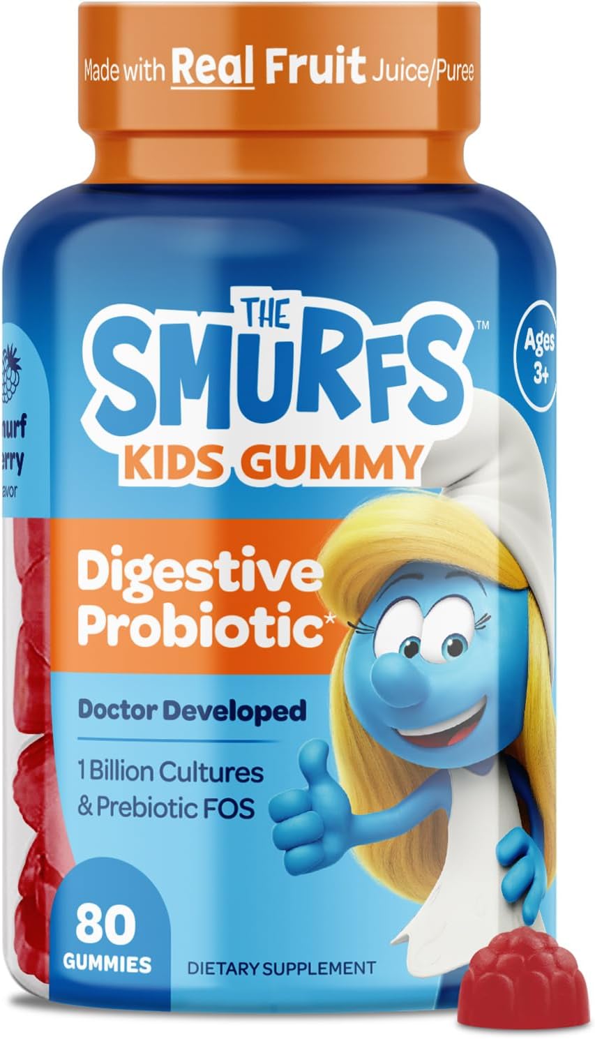 The Smurfs Focus Gummies para Niños - Gominolas de Concentración con Fosfatidilserina - Apoyo a la Atención y Memoria - 80 unidades