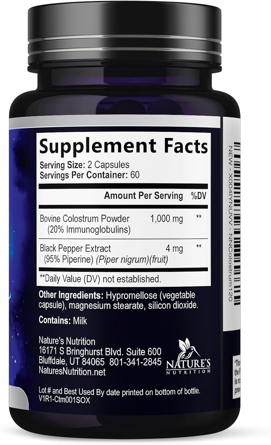 Suplemento de Calostro Bovino 1000mg por Dosis - 20% Inmunoglobulinas - 120 Cápsulas