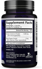 Suplemento de Calostro Bovino 1000mg por Dosis - 20% Inmunoglobulinas - 120 Cápsulas