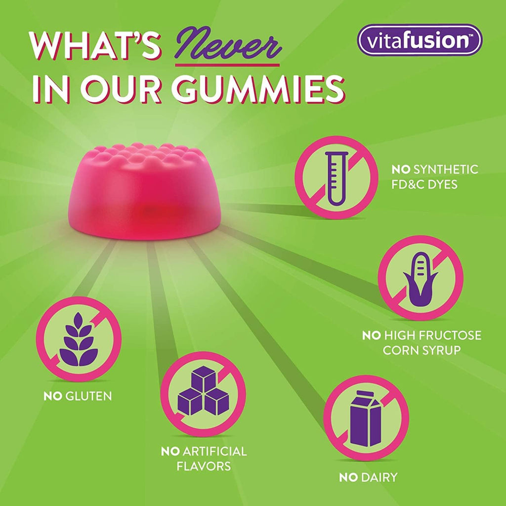 Vitafusion MultiVites Gominolas Multivitamínicas para Adultos, Sabores Berry, Melocotón y Naranja - 70 gominolas, Pack de 2