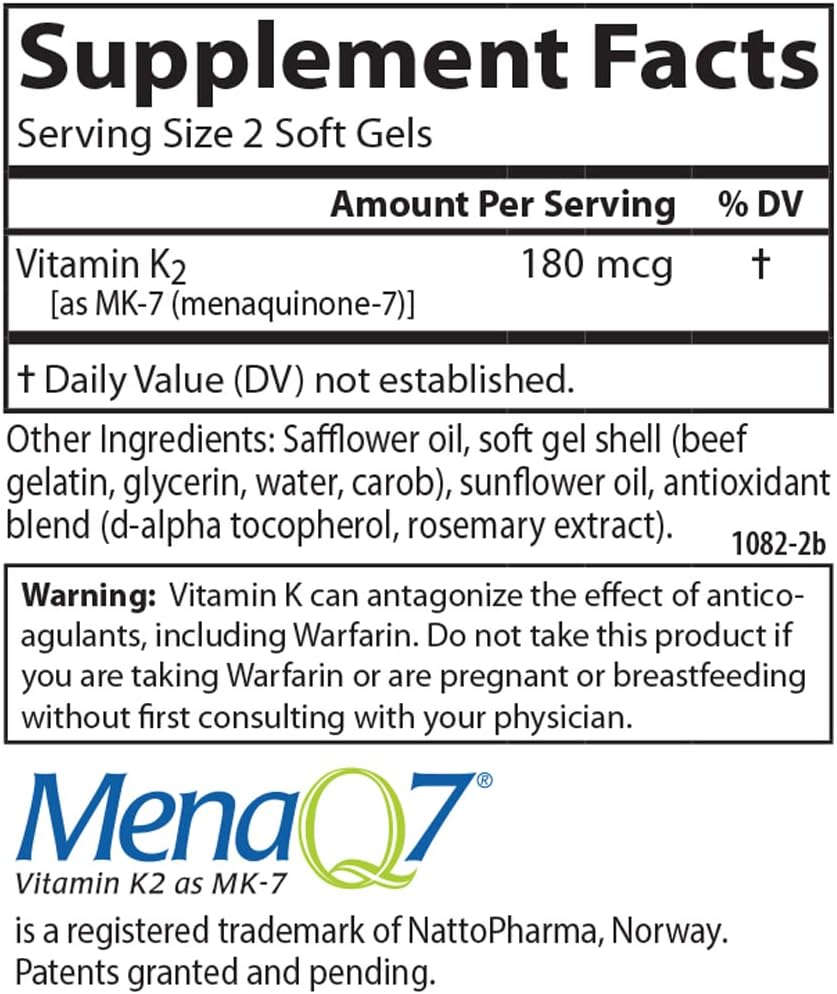 Carlson – Vitamina K2 MK-7 (Menaquinona), 180 mcg, 90 Softgels