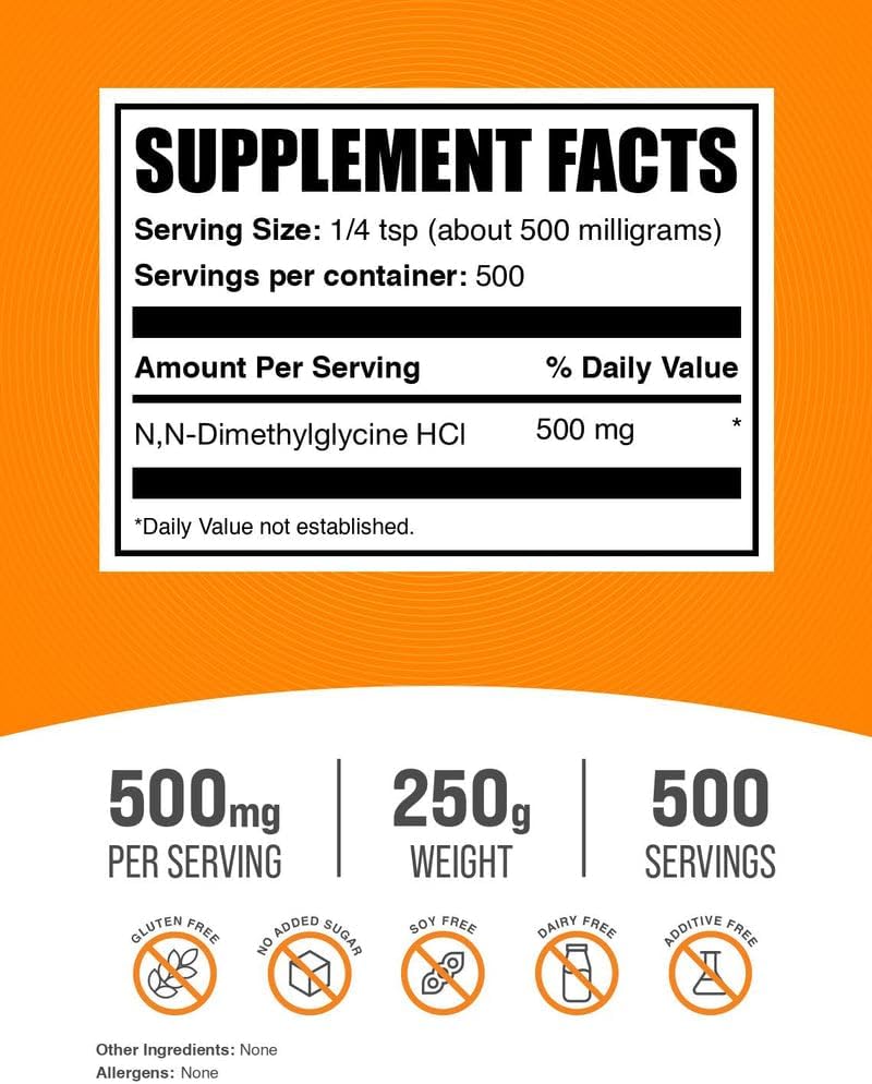 DMG Powder (N,N-Dimethylglycine HCl) - 500 mg per Serving, 250 g