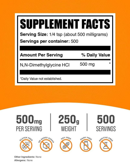 DMG en Polvo (N,N-Dimetilglicina HCl) - 500 mg por Ración, 250 g – Image 2