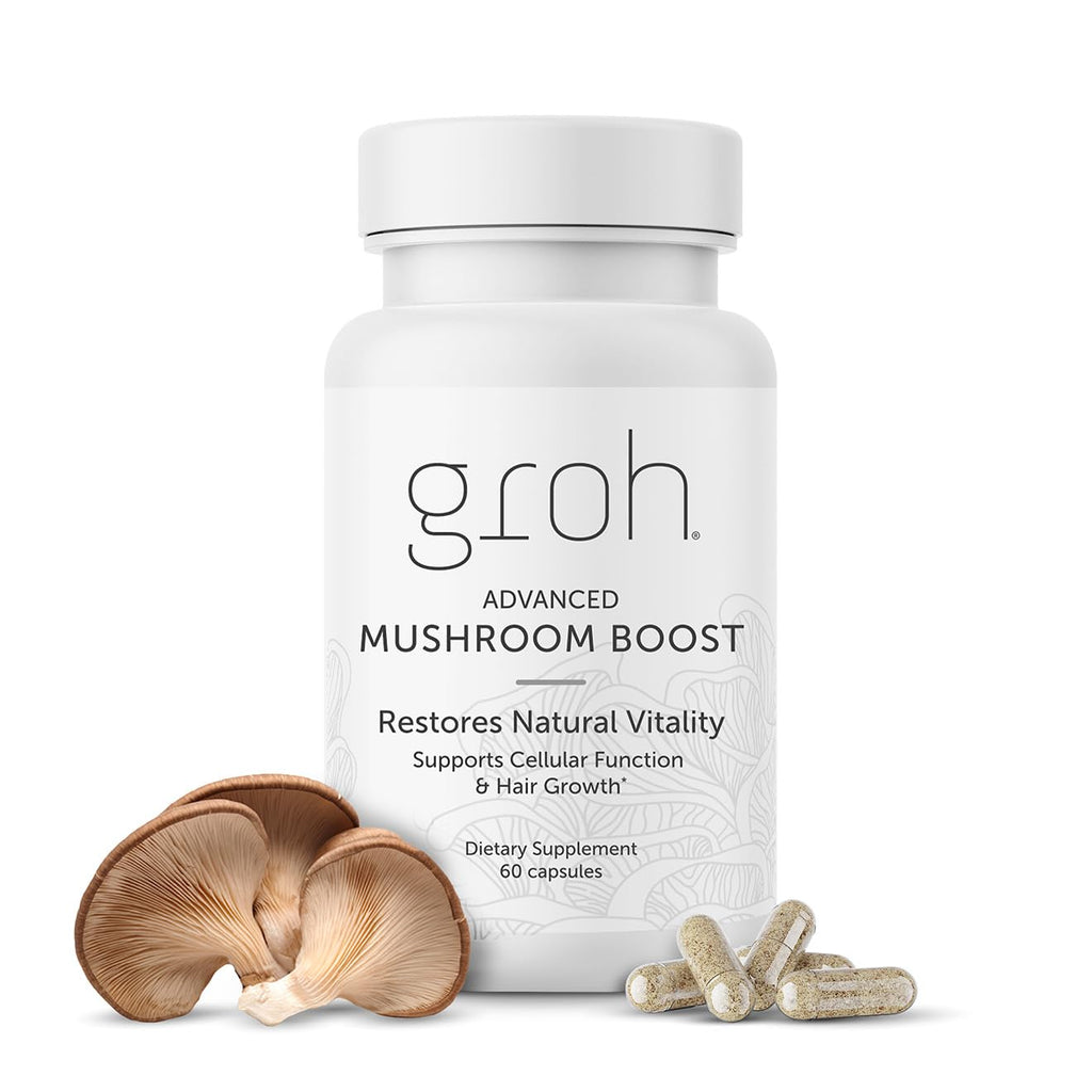 Groh Daily Vitality Boost - Suplemento Natural para Cabello, Piel y Uñas con Hongos y Antioxidantes - 60 Cápsulas