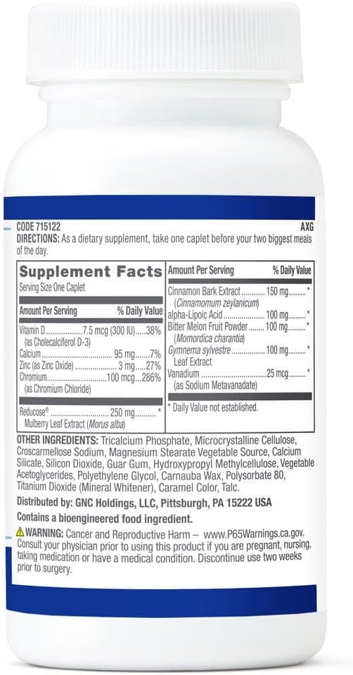 GNC Preventive Nutrition Healthy Blood Sugar Formula con Reducose - 60 Comprimidos