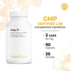Supersmart Daily3 + BioPQQ – Multivitamínico completo para hombres y mujeres – 90 cápsulas vegetales
