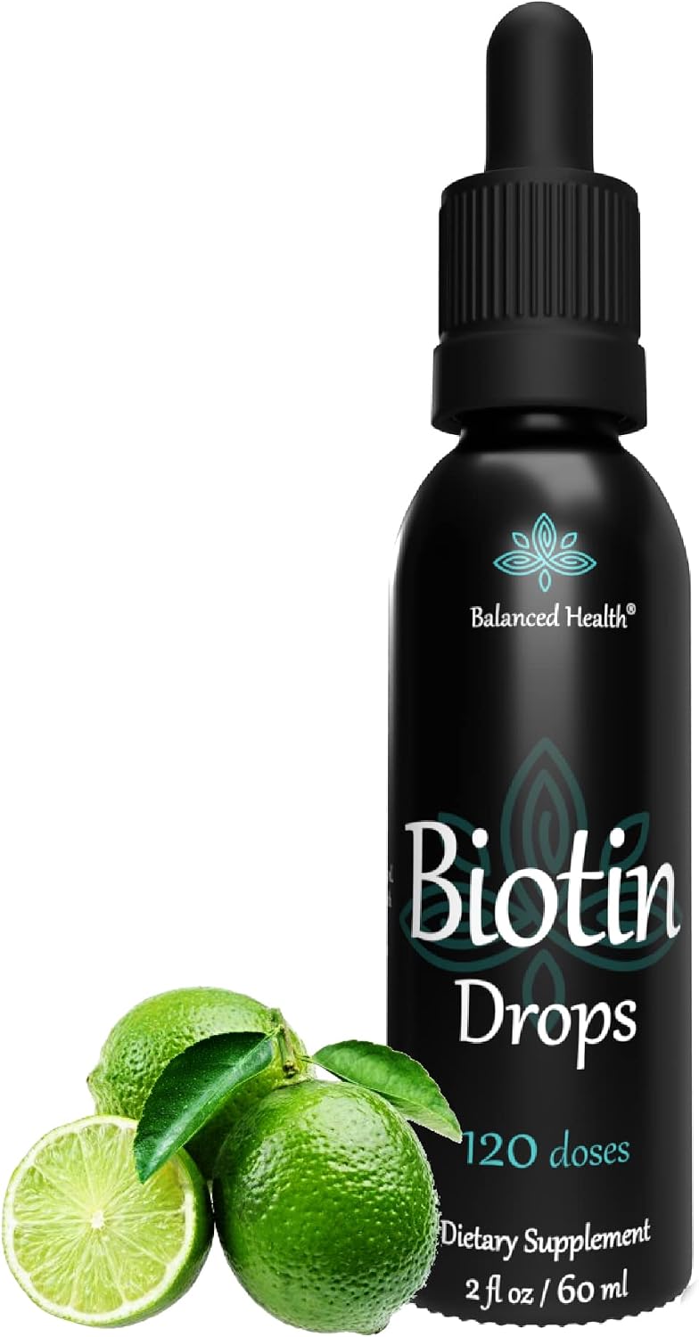 Balanced Health Biotin Drops – 120 Dosis, 60 ml, Sabor Limón