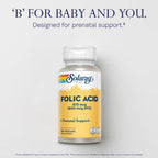 Solaray Ácido Fólico - Vitamina B9, Suplemento Prenatal - Favorece el Desarrollo de Glóbulos Rojos - Vegano, Verificado en Laboratorio - 100 Cápsulas Veganas
