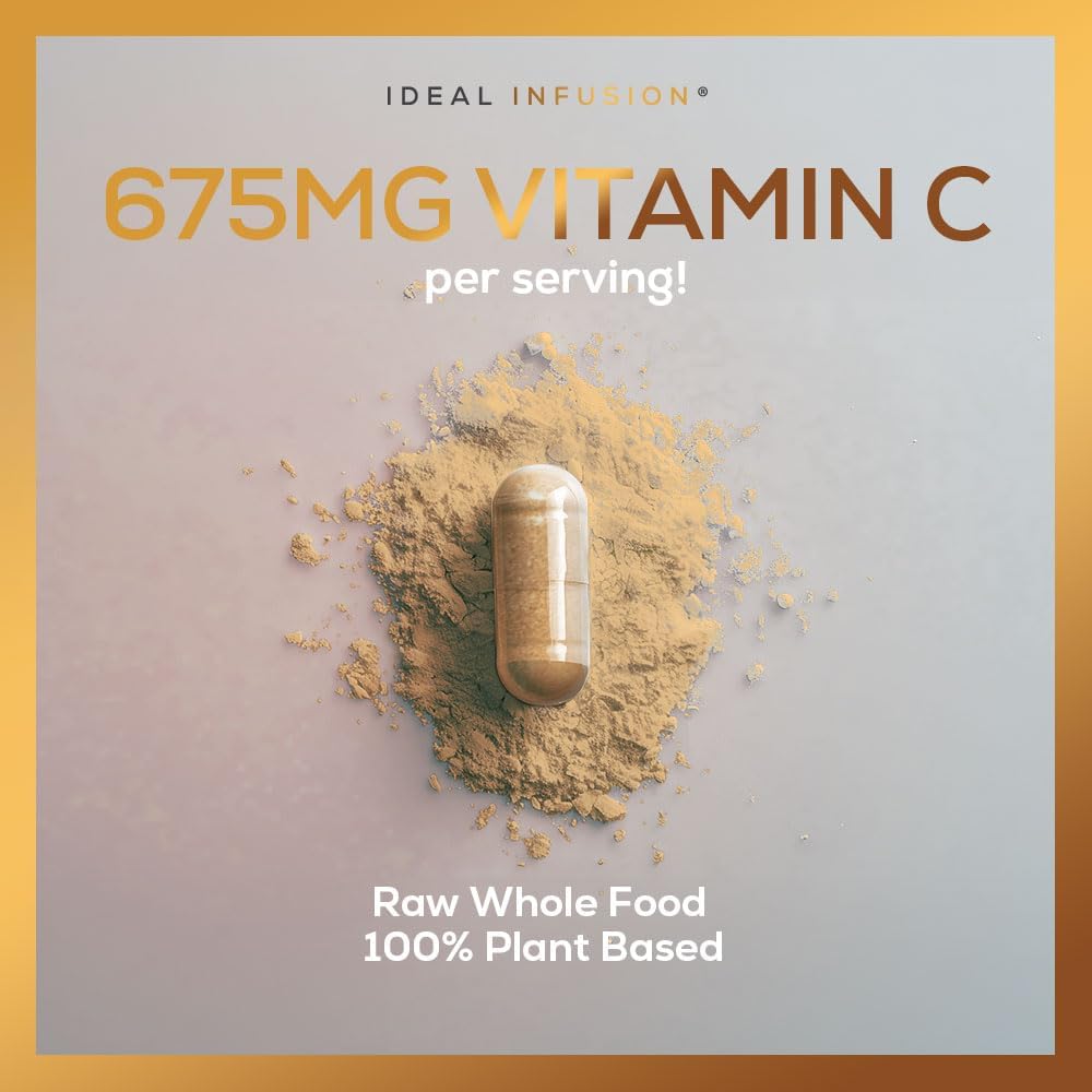 Complemento de Vitamina C de Alimentos Integrales 675 mg – Complejo de Vitamina C de Origen Vegetal con Naranjas Orgánicas, Acerola y Cofactores Naturales – Apoyo Inmunitario y Antioxidante – Vegano – 120 Cápsulas