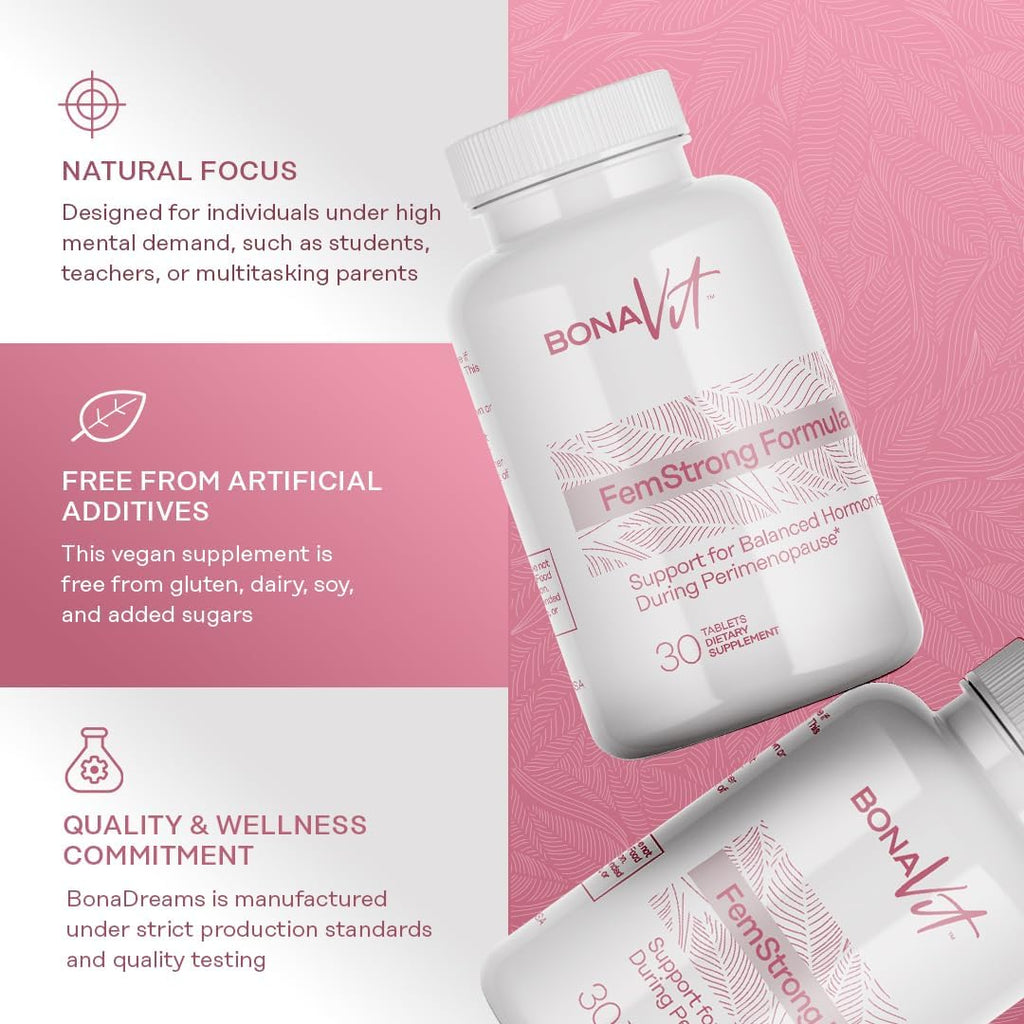 Bonavit FemStrong - Complemento Natural para el Bienestar Femenino - Equilibrio Hormonal - 30 Comprimidos Veganos