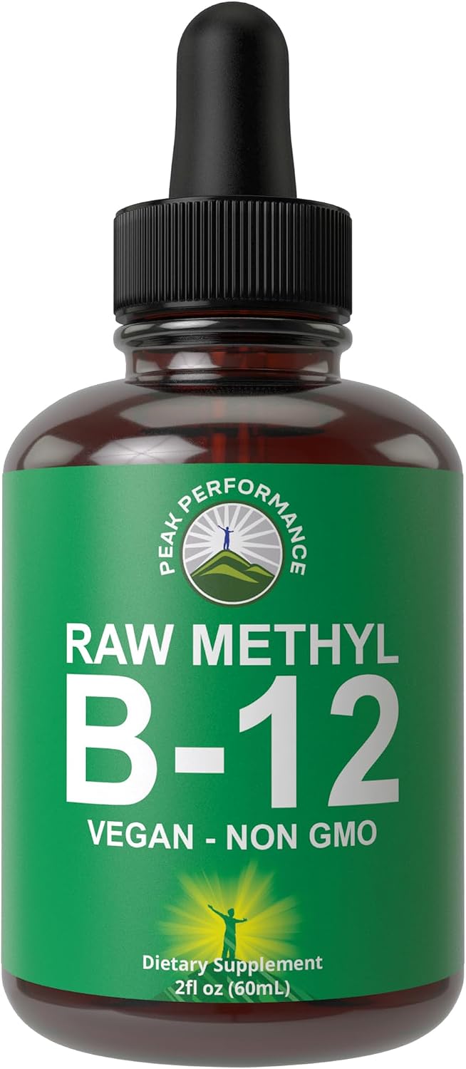 Raw Methyl B12 Liquid Drops - Gotas Sublinguales de Metilcobalamina - Suplemento Líquido Vegano de Vitamina B12 de Alta Biodisponibilidad