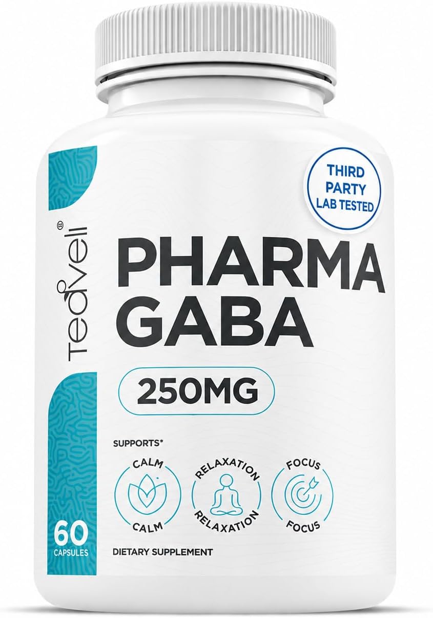 Teaveli Pharma GABA 250mg - Suplemento de GABA de Alta Absorción - 60 Cápsulas