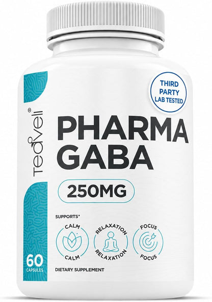 Teaveli Pharma GABA 250mg - Suplemento de GABA de Alta Absorción - 60 Cápsulas – Image 1