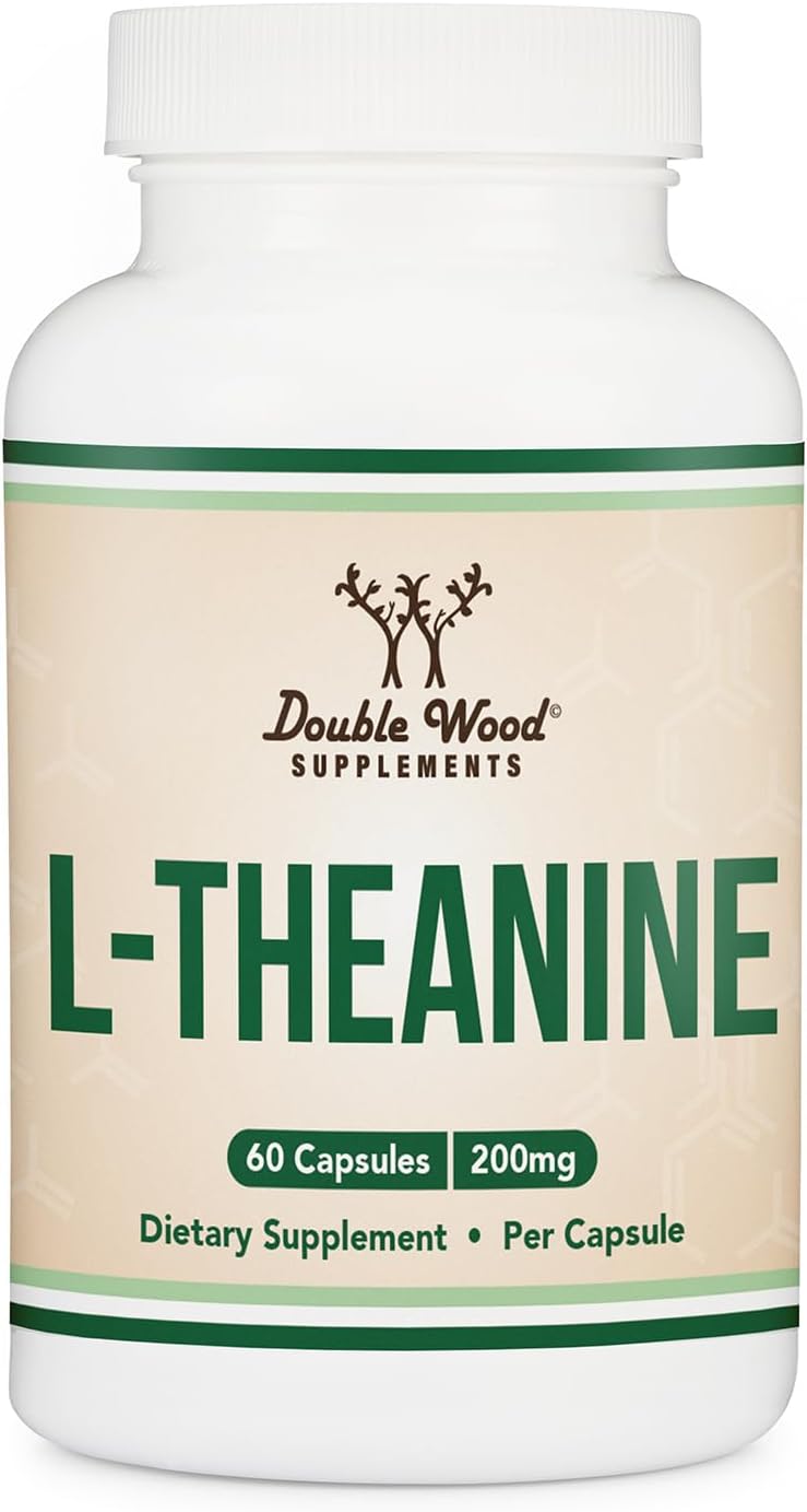 L-Theanine 200mg Doble Concentración - Favorece la Relajación y el Sueño Saludable - 120 Cápsulas (Probado por Terceros, Sin Gluten) de Double Wood