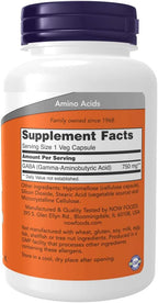 NOW Foods GABA 750mg, 200 Cápsulas (2 Envases de 100)