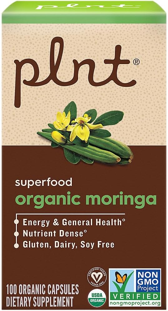 Moringa Orgánica – Superalimento para Apoyo Energético, 1,000 mg (100 Cápsulas)