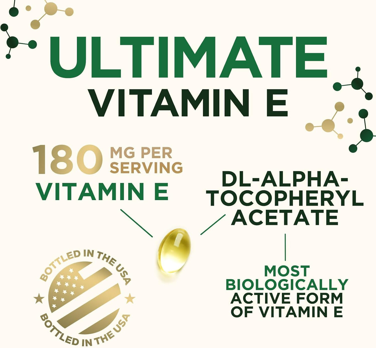 Vitamina E 180mg con dl-Alfa Tocoferol - – Salud de la piel: La vitamina E es conocida por sus propiedades – Image 3