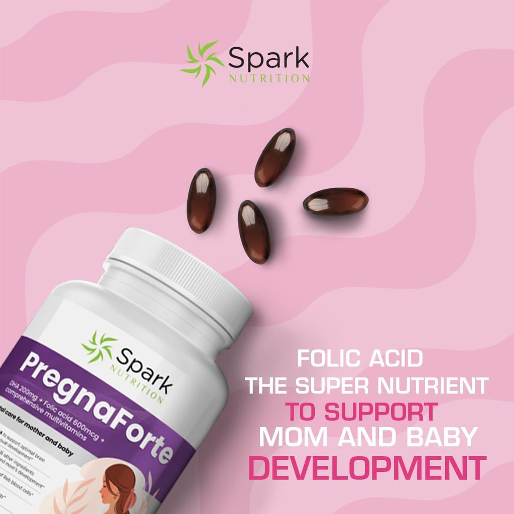 Pregnaforte 1 al Día Vitaminas Prenatales - 60 Cápsulas con Ácido Fólico y Omega 3
