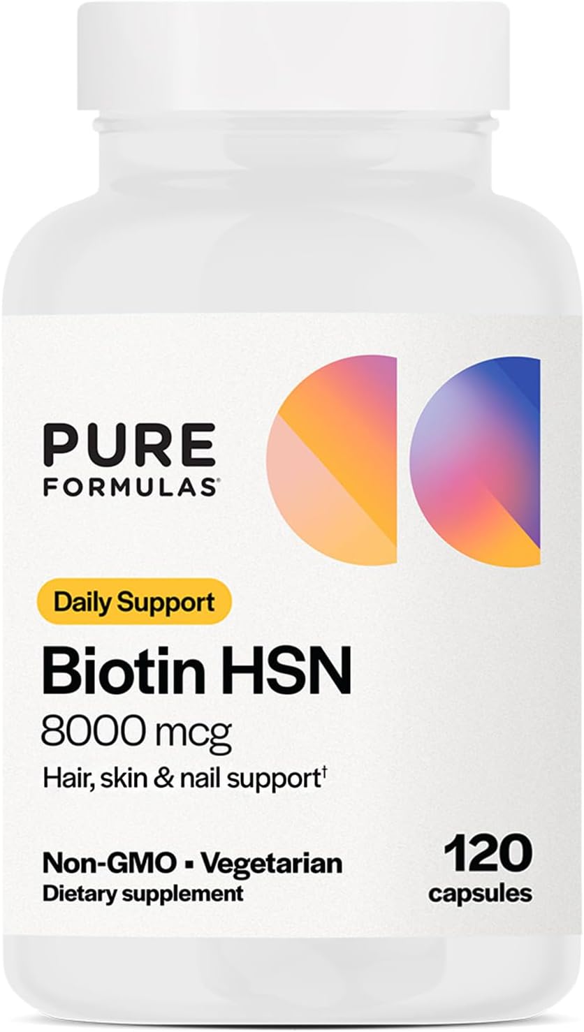 PureFormulas Biotina 8000 mcg - Suplemento para Cabello, Piel y Uñas - 120 Cápsulas