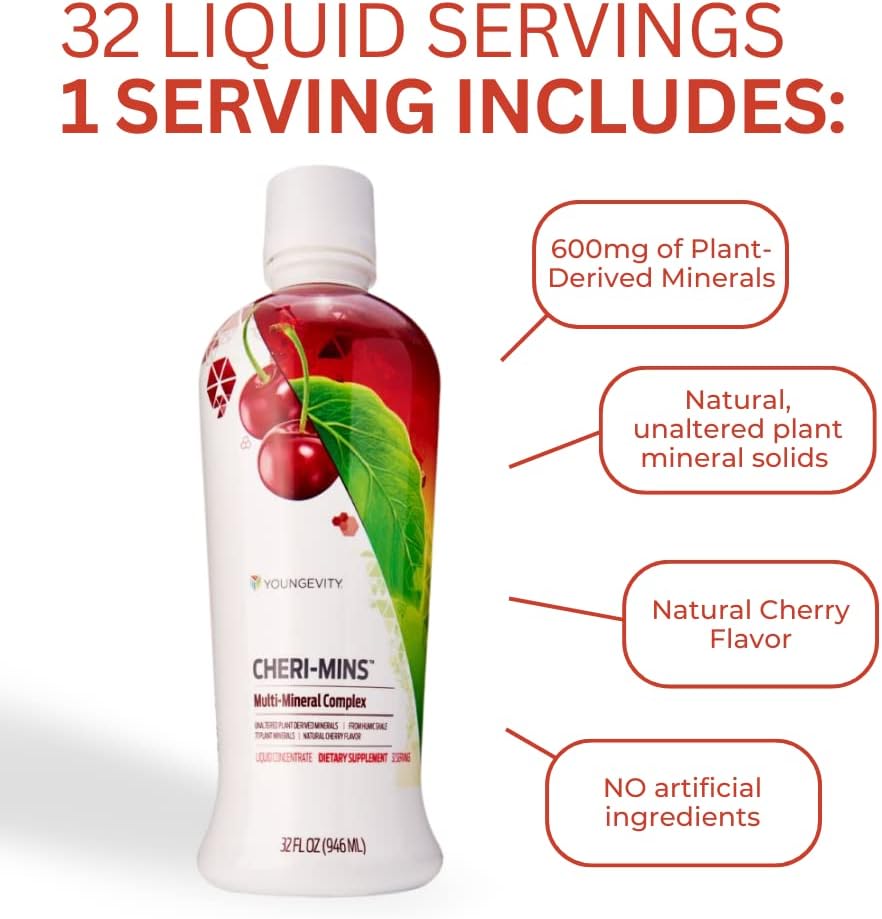 Youngevity Cheri-Mins Plant Derived Liquid Minerals - 77+ Trace Minerals - 2 Pack (946 ml Each)