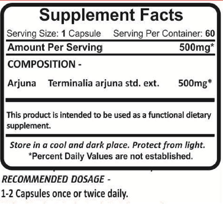 Planet Ayurveda Arjuna, 500mg Cápsulas Veganas - Pack de 2 Frascos