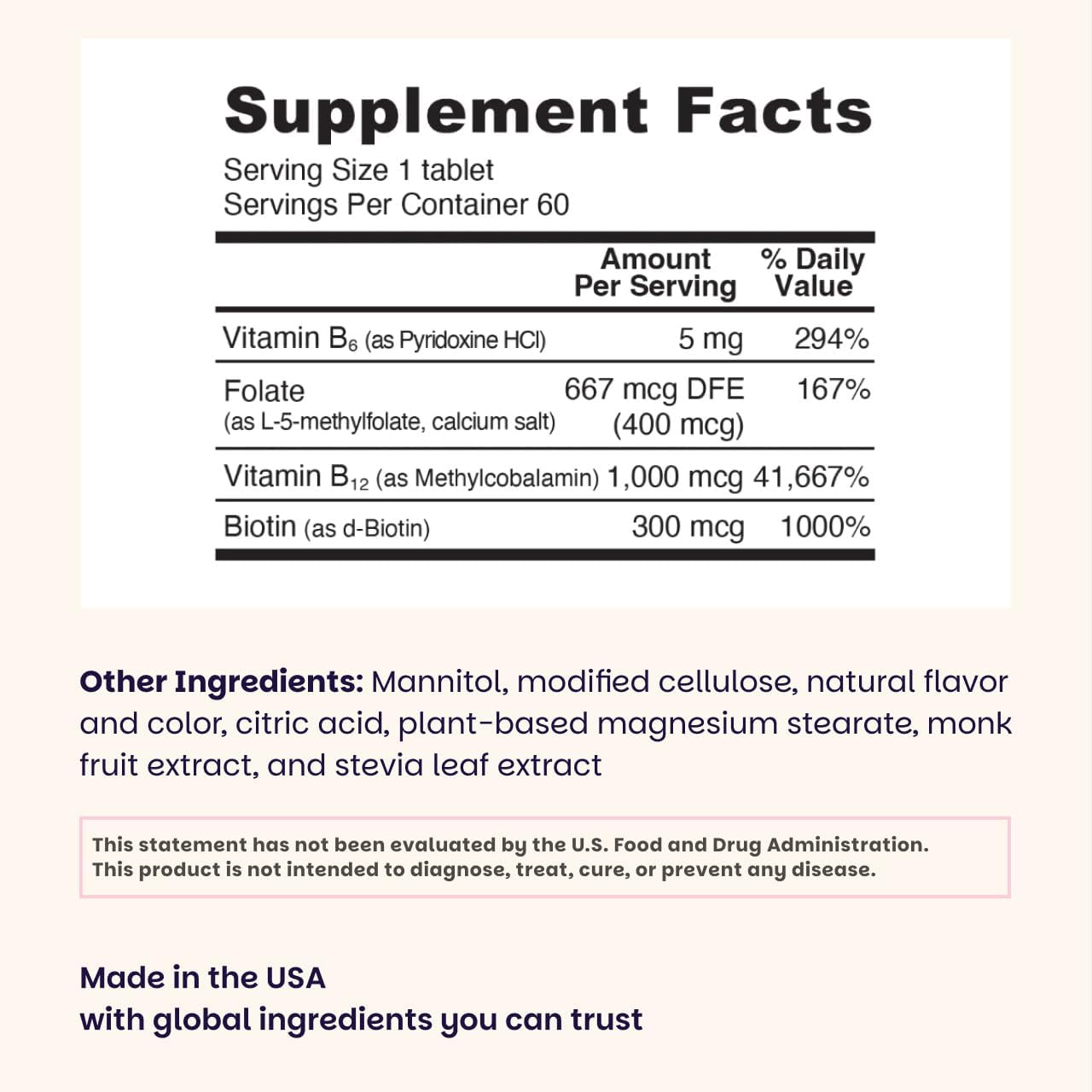 EZ Melts Energía, Memoria y Estado de Ánimo - Suplemento de Vitaminas B con Vitamina B12, B6, Folato y Biotina - Sin OMG y Vegano - Cherry Berry - 60 Comprimidos Bucodispersables (60 Dosis)