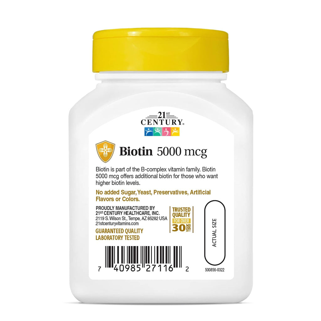 21st Century Biotin, 5,000 mcg, 110 Cápsulas