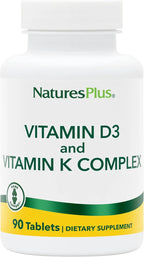 NaturesPlus Vitamina D3 y K2 - 90 Comprimidos - Vegetariano, Sin Gluten