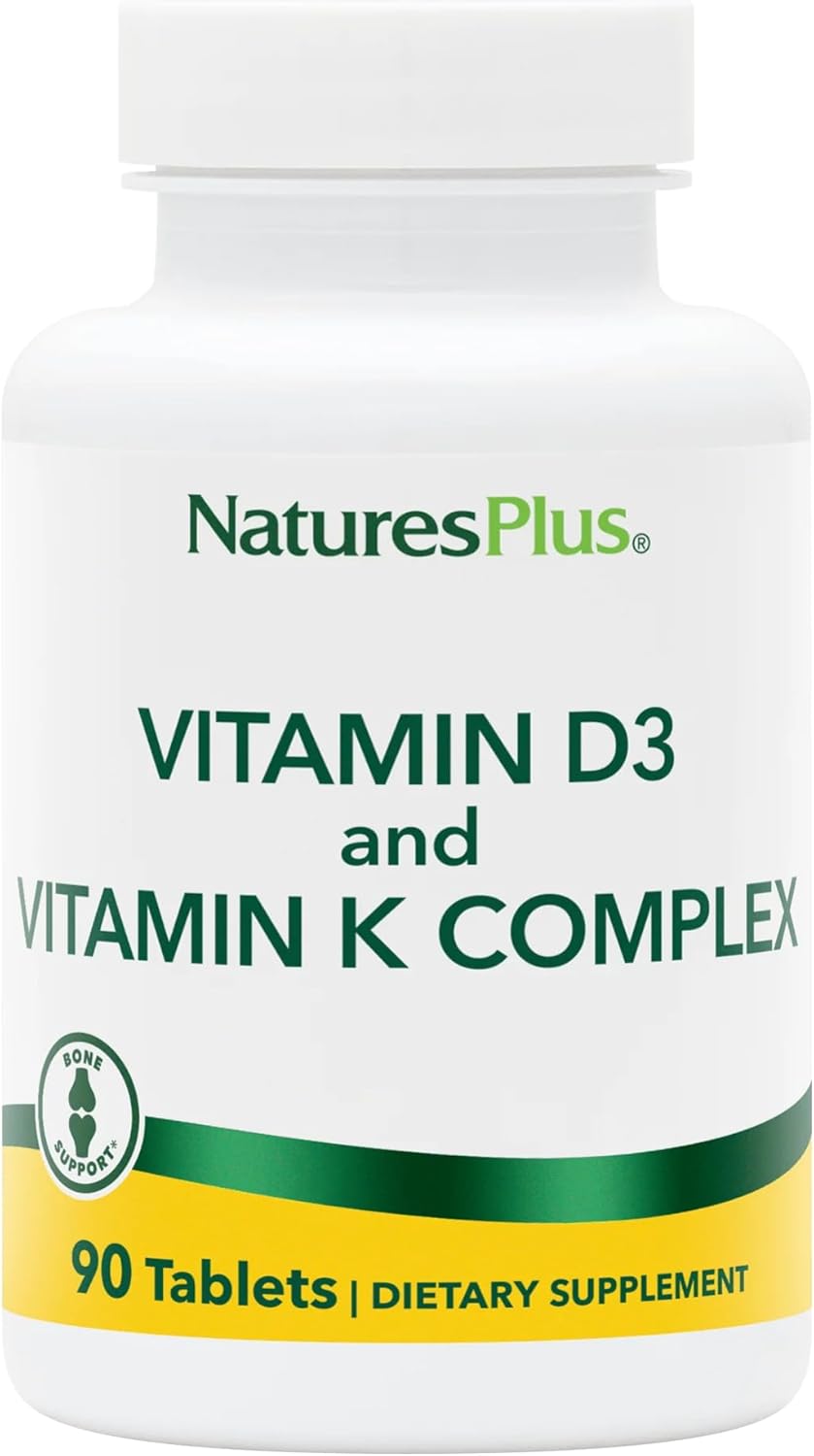 NaturesPlus Vitamina D3 y K2 - 90 Comprimidos - Vegetariano, Sin Gluten