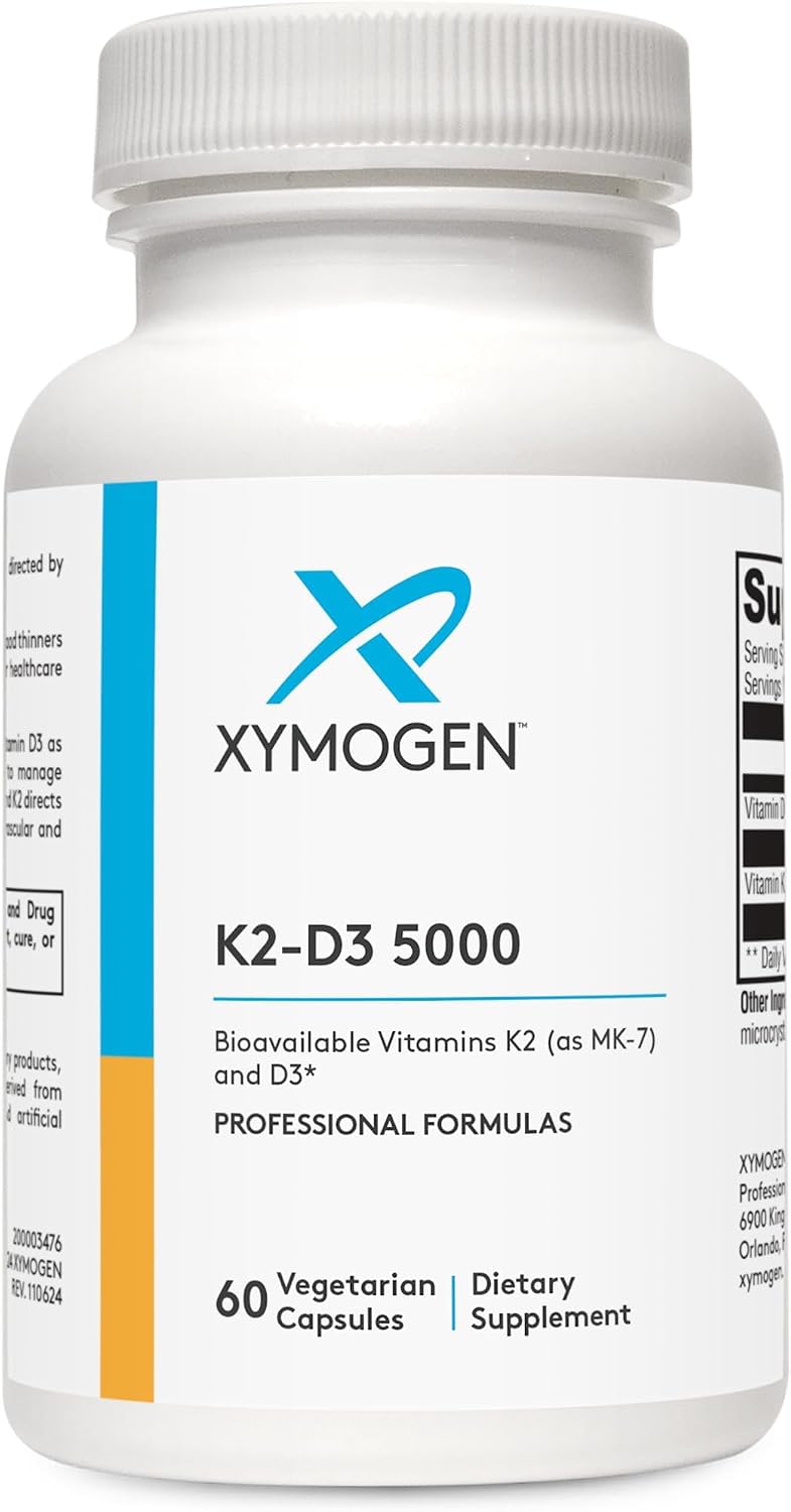 XYMOGEN K2-D3 5000 - Vitaminas D3 y K2, 120 Cápsulas