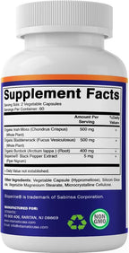 Vitamatic Irish Sea Moss – 120 Cápsulas Vegetarianas con Bladderwrack y Burdock Root
