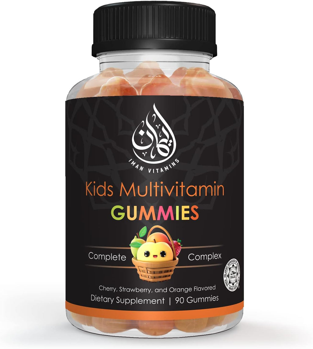 Iman Vitamins Gominolas Multivitamínicas Halal para Niños | Vitaminas C, D, Zinc, A, E, B6, B12, Biotina, Folato, Inositol | 90 Gominolas
