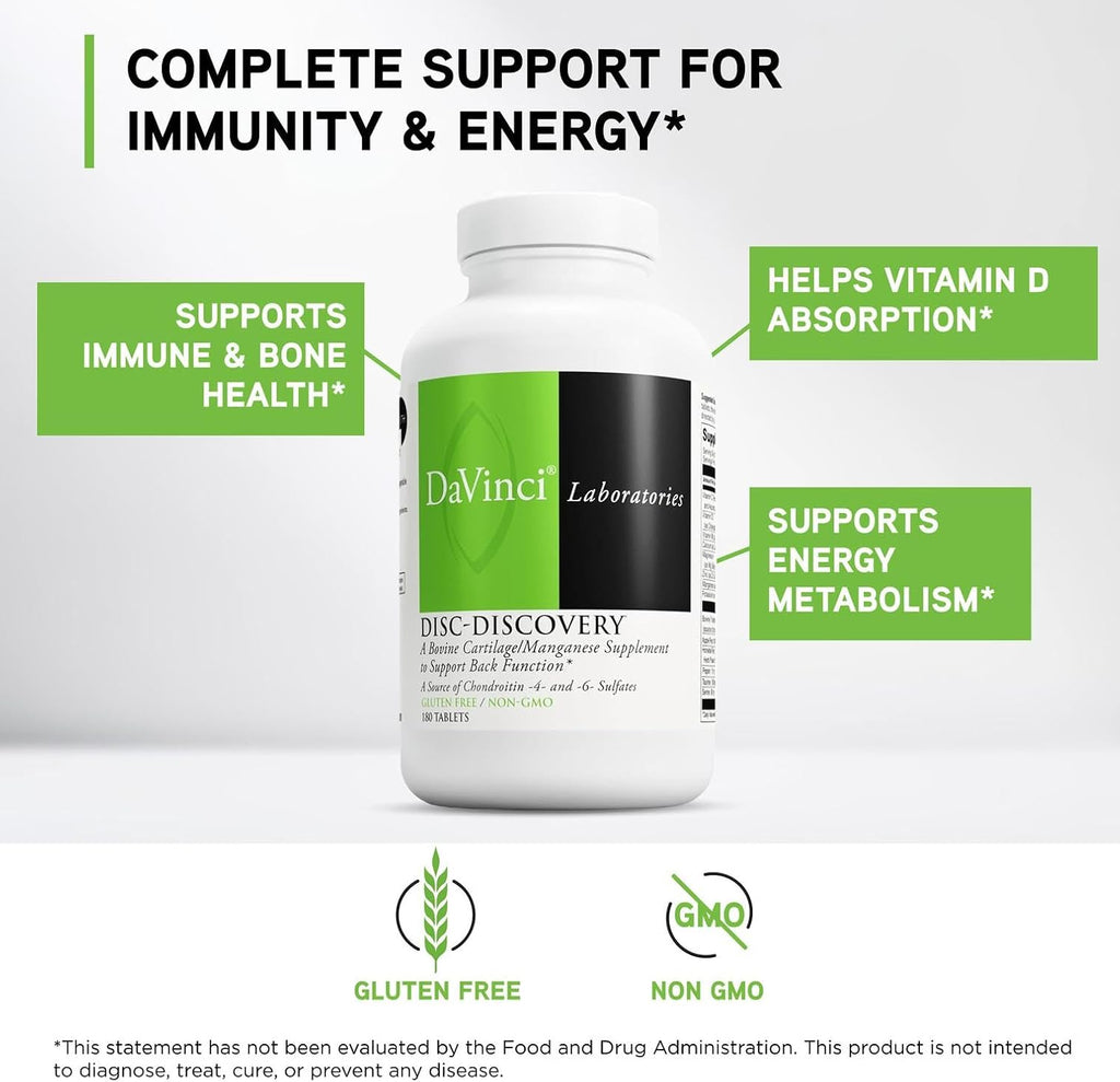 DAVINCI Labs Disc Discovery – 180 Cápsulas – Apoyo para la Salud Espinal y Función de la Espalda