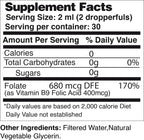 Life Solutions Vitamin B9 Gotas Líquidas de Ácido Fólico 400 mcg, 60 ml