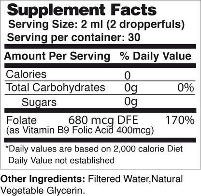Life Solutions Vitamin B9 Gotas Líquidas de Ácido Fólico 400 mcg, 60 ml – Image 8
