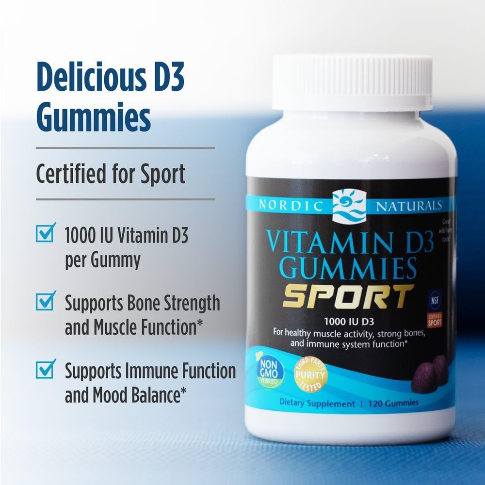 Nordic Naturals Vitamin D3 Gummies Sport, Wild Berry - 120 Gominolas - 1000 UI Vitamina D3