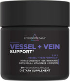 Livingood Daily Vessel & Vein Support - Suplemento para la Circulación y Salud Venosa, 60 Cápsulas