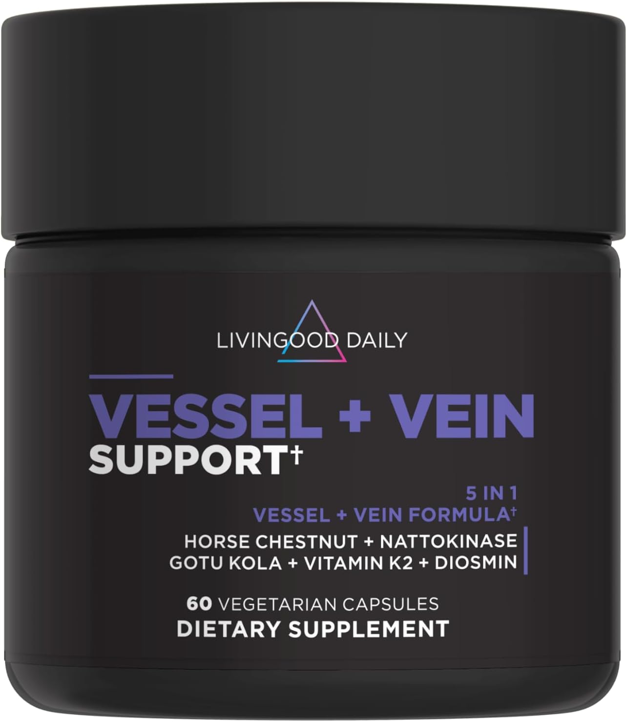 Livingood Daily Vessel & Vein Support - Suplemento para la Circulación y Salud Venosa, 60 Cápsulas