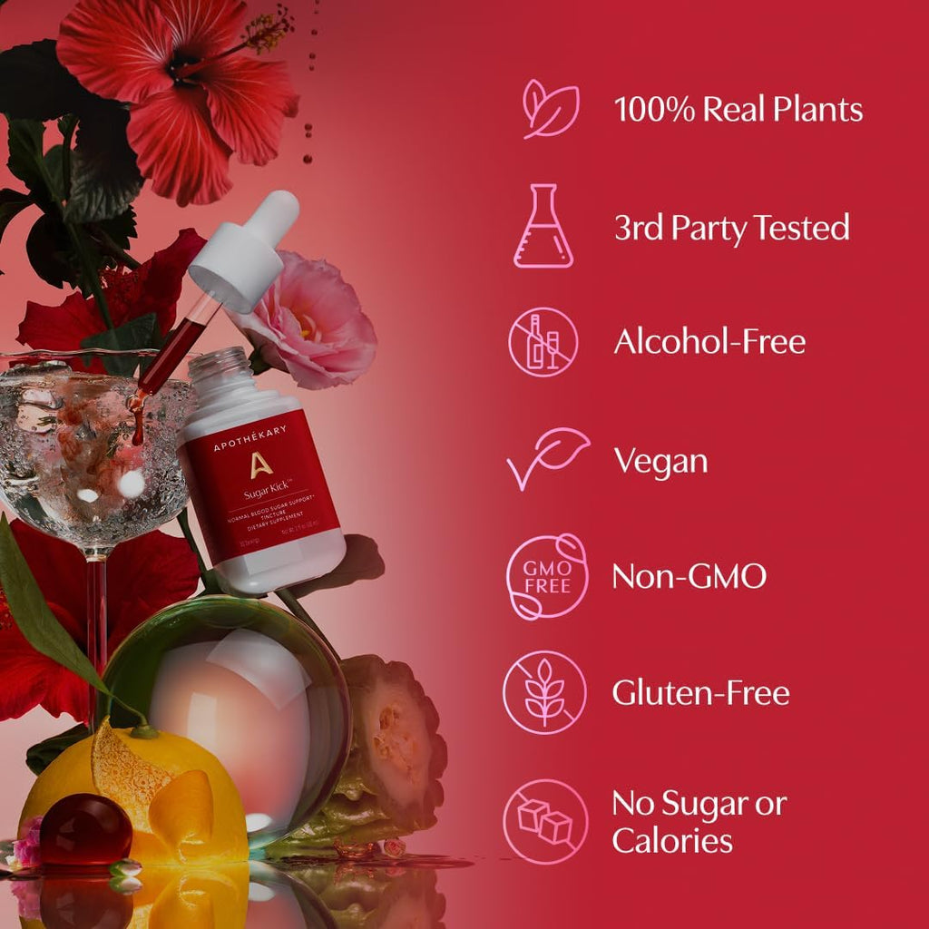Apothékary Sugar Kick – Complemento Líquido de Hierbas para Ayudar a Controlar los Antojos y Mantener Niveles Normales de Azúcar en Sangre, 30 ml, 30 Servicios