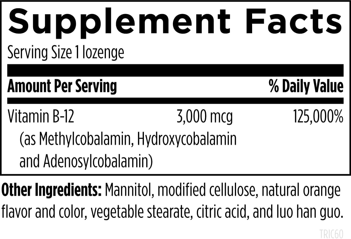 Designs for Health B12 Tricobalamin – 3000mcg Triple B12 Sublingual (60 Comprimidos)