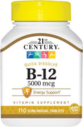 21st Century B-12 5000 mcg Comprimidos Sublinguales - 110 unidades, Pack de 4