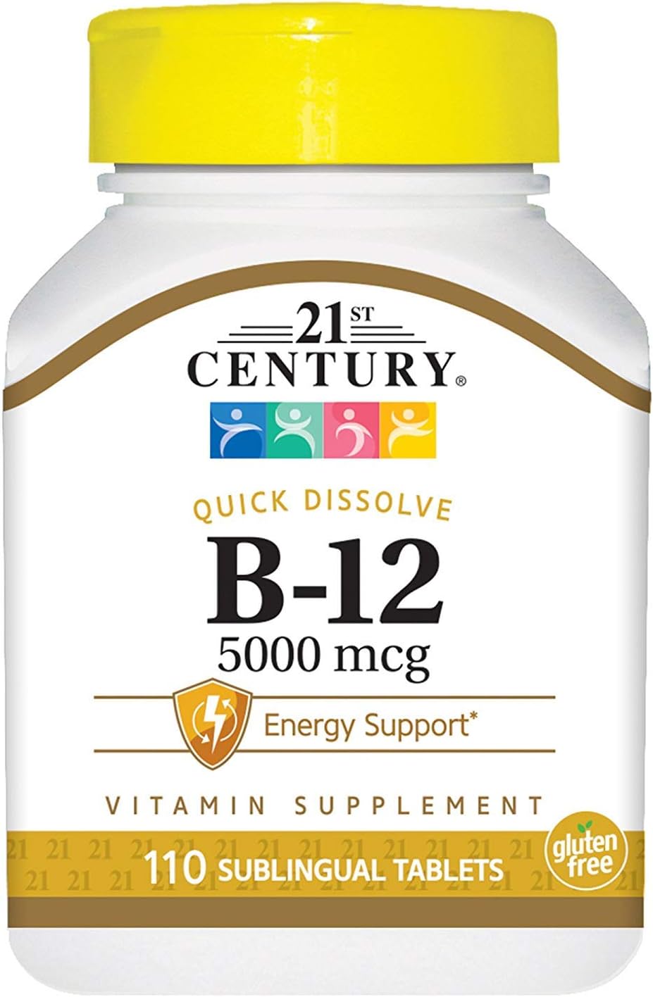 21st Century B-12 5000 mcg Comprimidos Sublinguales - 110 unidades, Pack de 4